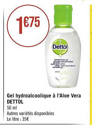 gel hydroalcoolique à l'aloe vera dettol