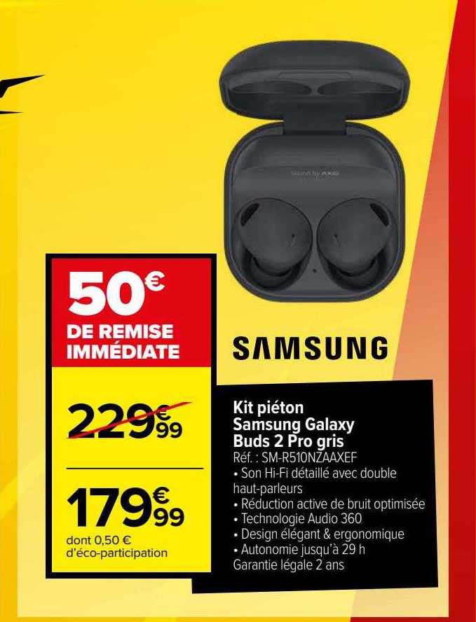 kit piéton samsung galaxy buds 2 pro gris