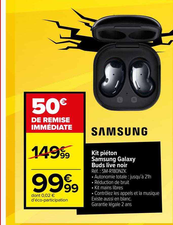 kit piéton samsung galaxy buds live noir
