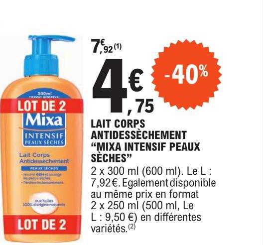 lait corps antidessèchement "mixa intensif peaux sèches"