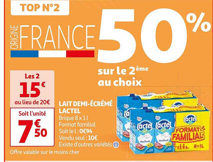 lait demi-écrémé lactel