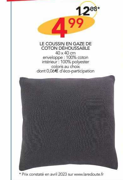 le coussin en gaze de coton déhoussable