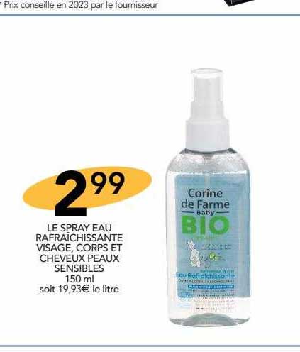 le spray eau rafraîchissante visage, corps et cheveux peaux sensibles