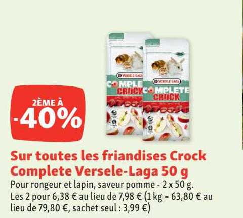les friandises crock complète versele-laga 50 g