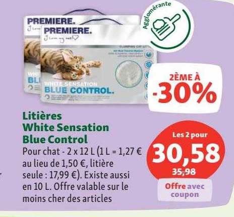 litières white sensation blue control