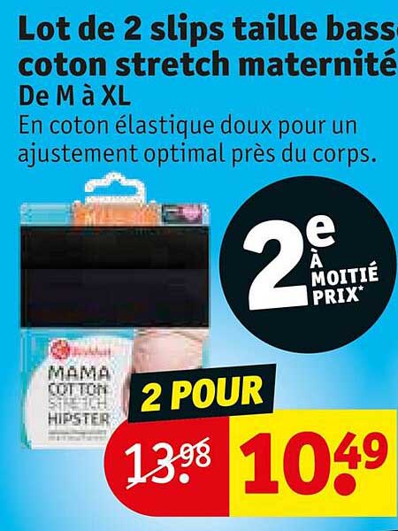 lot de 2 slips taille basse coton stretch maternité