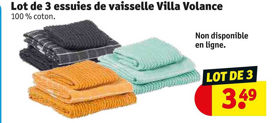 lot de 3 essuies de vaisselle villa volance
