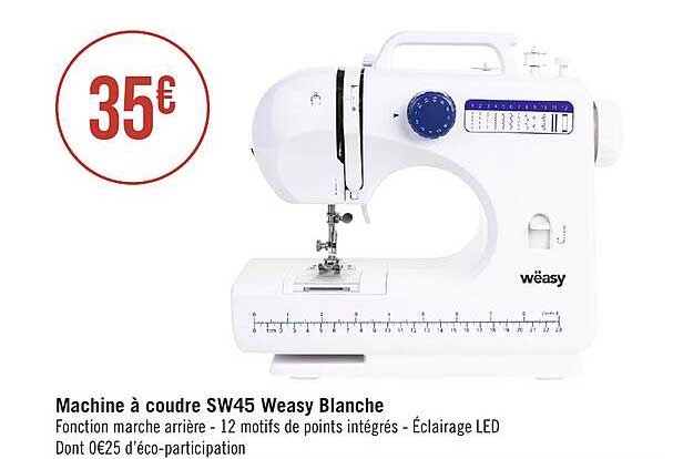 machine à coudre sw45 weasy blanche