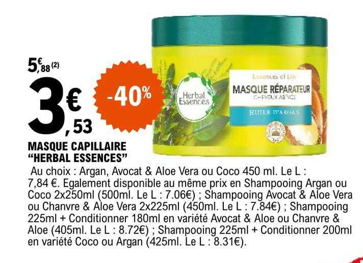 masque capillaire "herbal essences"