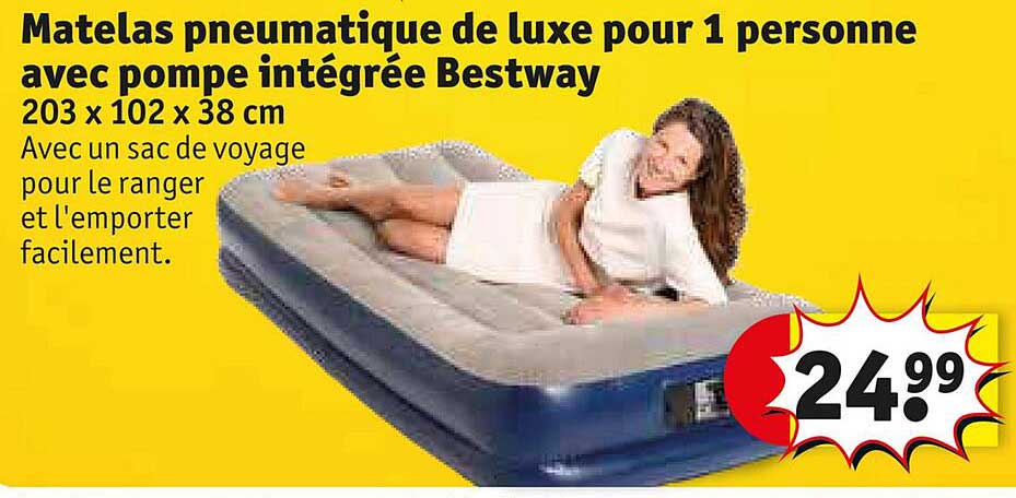 matelas pneumatique de luxe pour 1 personne avec pompe intégrée bestway