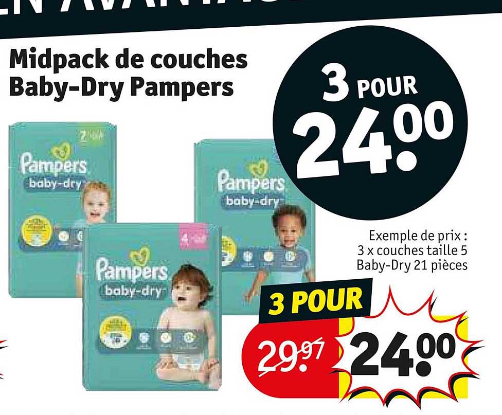 Midpack De Couches Baby-dry Pampers