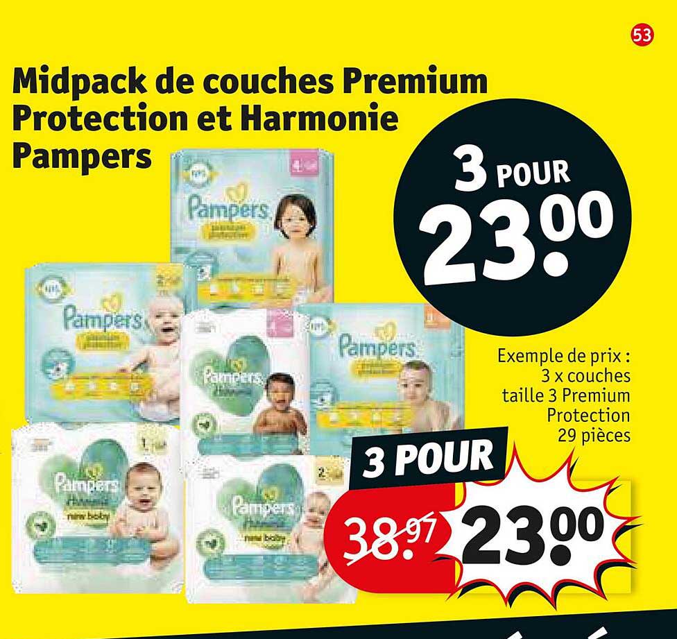 Midpack De Couches Premium Protection Et Harmonie Pampers
