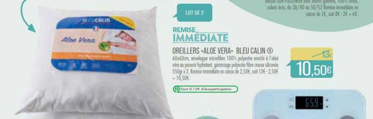Oreillers «aloe Vera» Bleu Calin