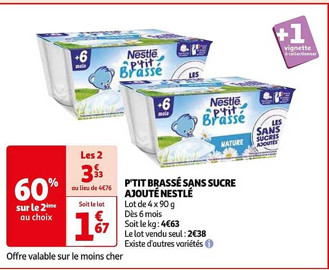 p'tit brassé sans sucre ajouté nestlé
