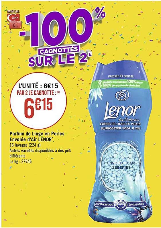 parfum de linge en perles envolée d'air lenor