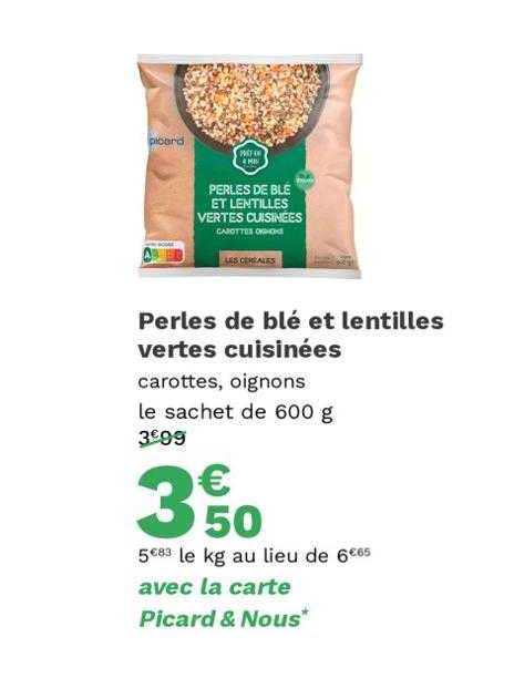 Perles De Blé Et Lentilles Vertes Cuisinées