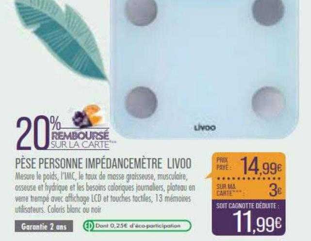 pèse personne impédancemètre livoo