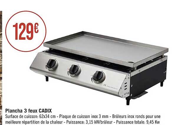 plancha 3 feux cadix