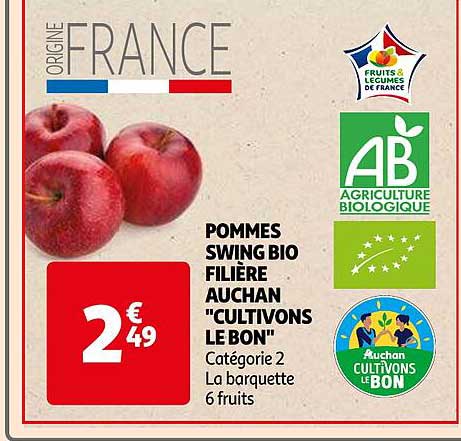 pommes swing bio filièce auchan "cultivons le bon"