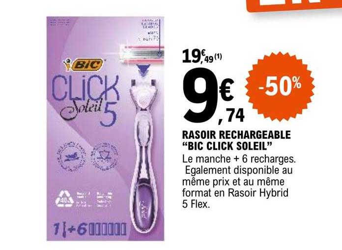 rasoir rechargeable "bic click soleil"