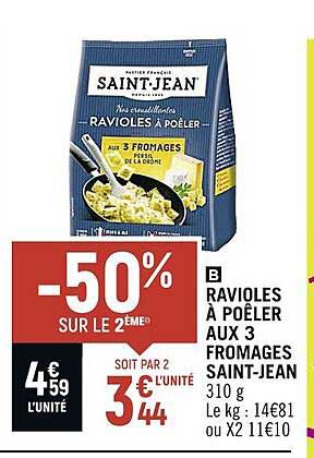 ravioles à poêler aux 3 fromages saint-jean