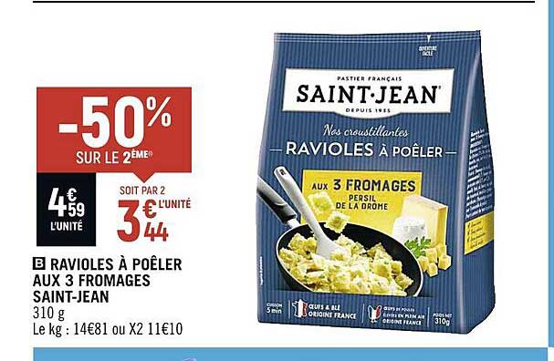 ravioles à poêler aux 3 fromages saint-jean