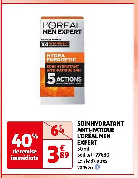 soin hydratant anti-fatigue l'oréal men expert