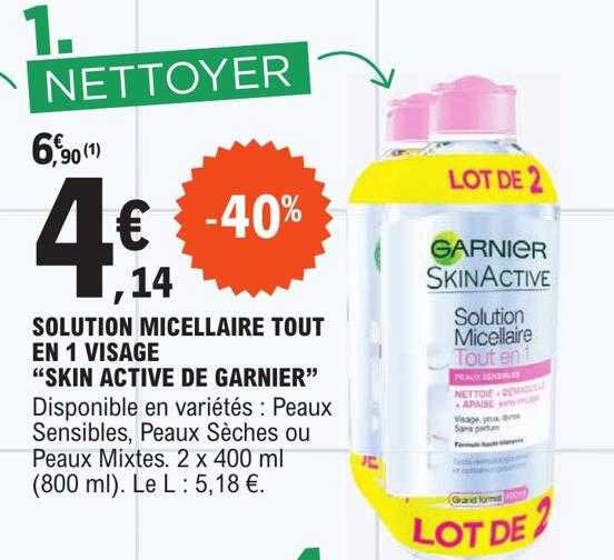Solution Micellaire Tout En 1 Visage "skin Active De Garnier"