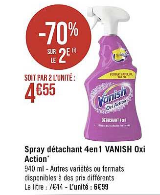 spray détachant 4 en 1 vanish oxi action