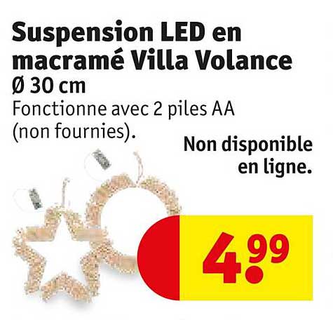 suspension led en macramé villa volance