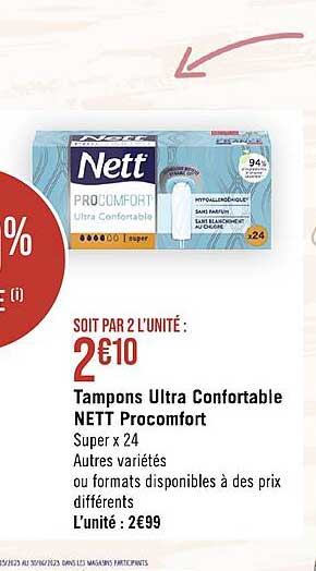 tampons ultra confortable nett procomfort