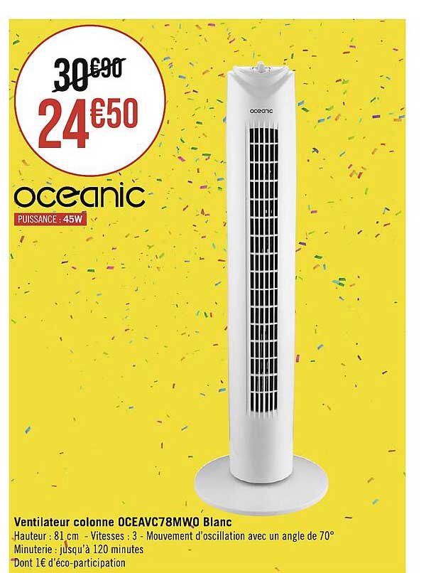 Ventilateur Colonne Oceavc78mwd Blanc Océanic