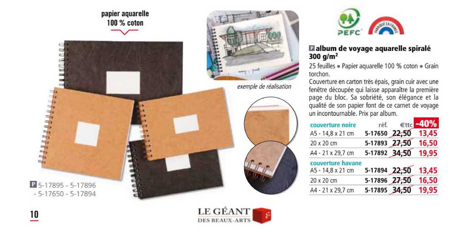 Ablum De Voyage Aquarelle Spiralé 300g-m2