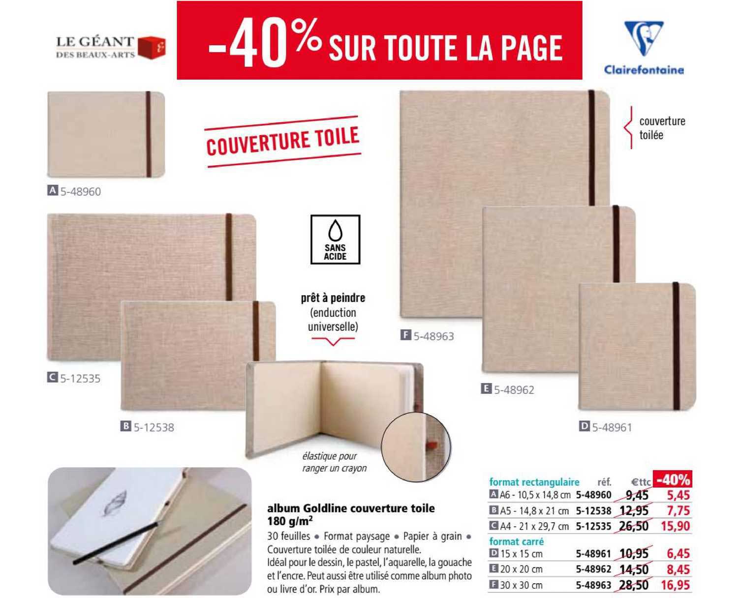 album goldline couverture toile 180 g-m2