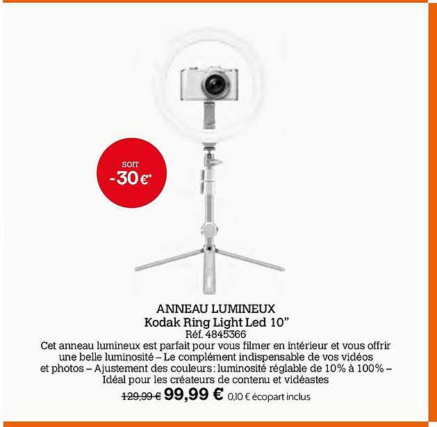 Anneau Lumineux Kodak Ring Light Led 10"