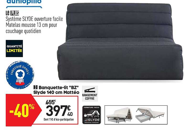 banquette-lit "bz" slyde 140 cm mattéo