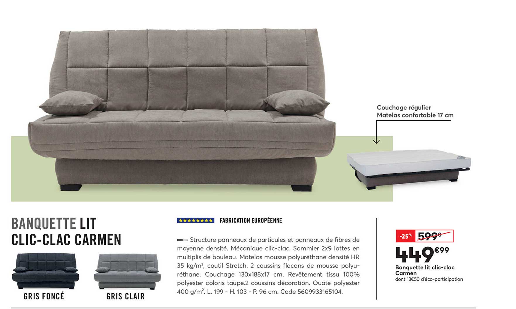 banquette lit clic-clac carmen