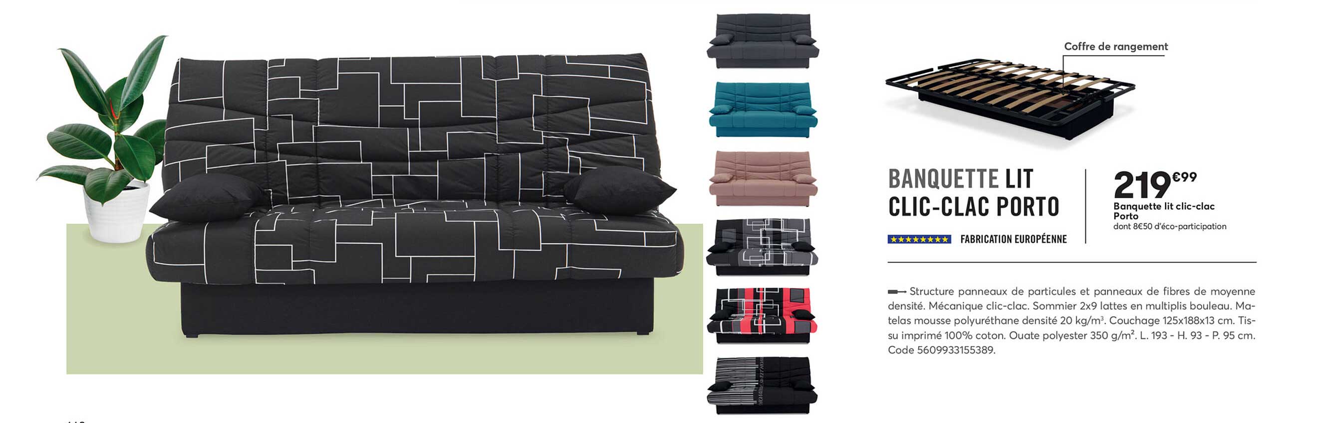 banquette lit clic-clac porto