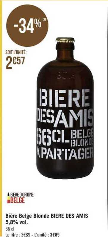 bière belge blonde bière des amis 5,8% vol.