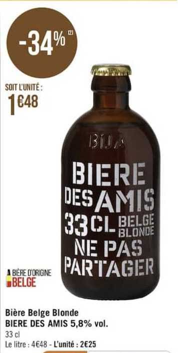 bière belge blonde bière des amis 5,8%