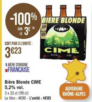 bière blonde cime 5,2% vol.