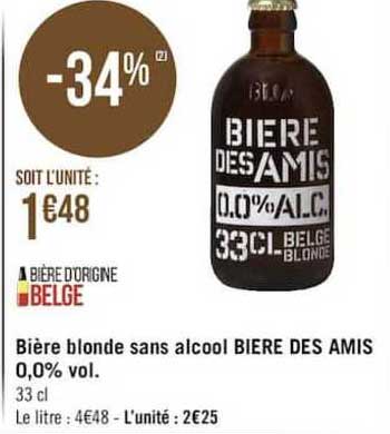 bière blonde sans alcool bière des amis 0,0% vol.