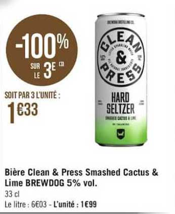 bière clean & press smashed cactus & lime brewdog 5% vol.