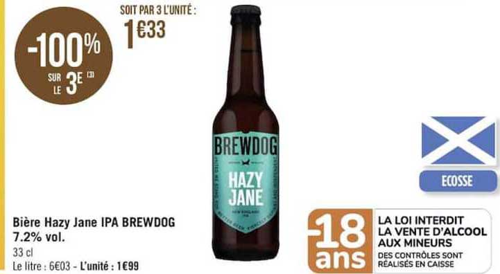bière hazy jane ipa brewdog 7.2% vol.