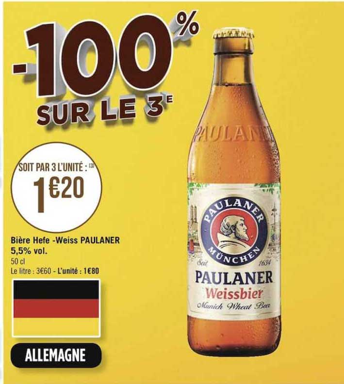 bière hefe - weiss paulaner 5,5% vol.