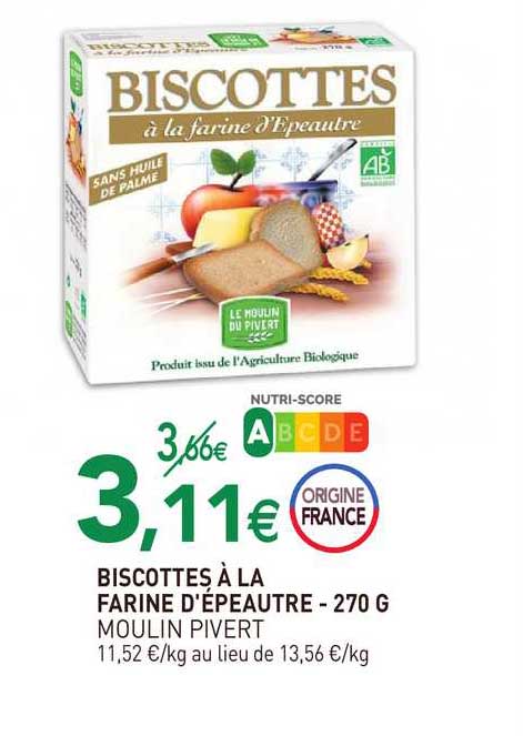 biscottes à la farine d'épeautre moulin pivert