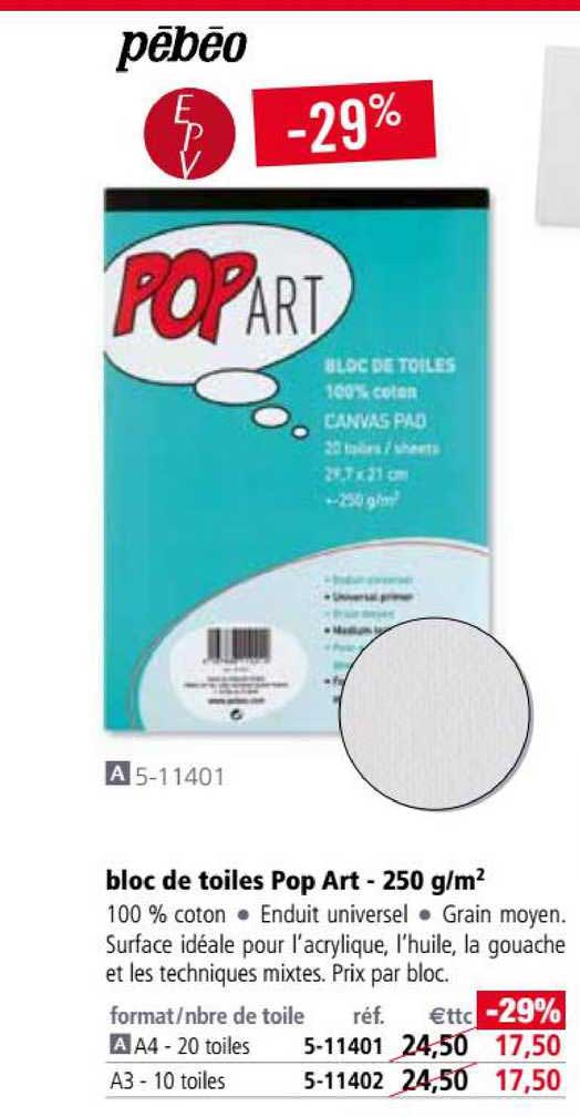 bloc de toiles pop art 250 g-m2
