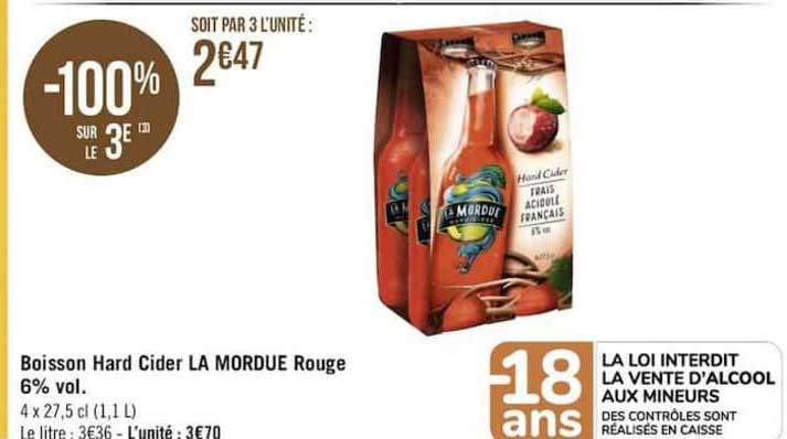 boisson hard cider la mordue rouge 6% vol.