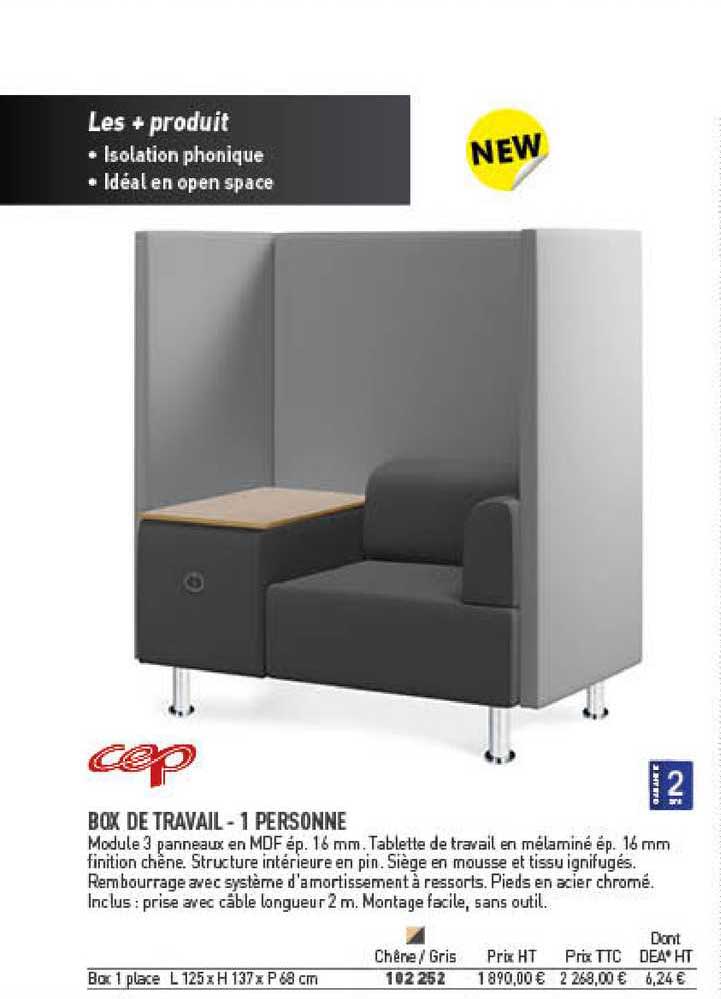 box de travail - 1 personne cep