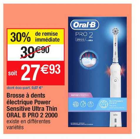 brosse à dents électrique power sensitive ultra thin oral b pro 2 2000